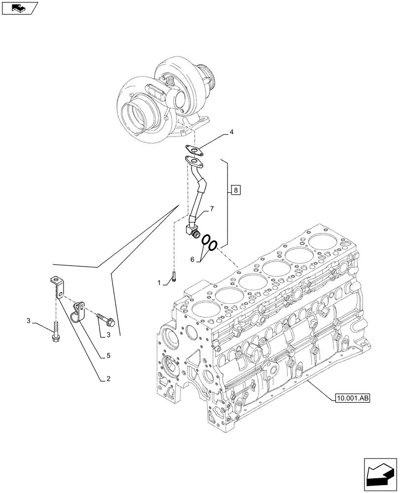 Схема запчастей Case F4HFE613R B006 - (10.250.AE) - TURBOCHARGER, OIL, RETURN LINE (10) - ENGINE