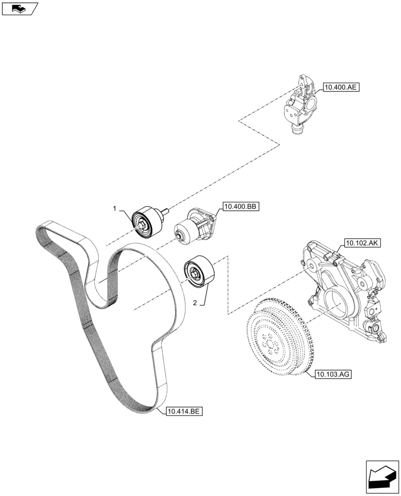 Схема запчастей Case F4HFE613S B003 - (10.414.AE) - BELT TENSIONER (10) - ENGINE