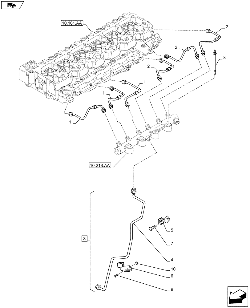 Схема запчастей Case F4HFE613S B004 - (10.218.AI[01]) - INJECTION PIPE (10) - ENGINE