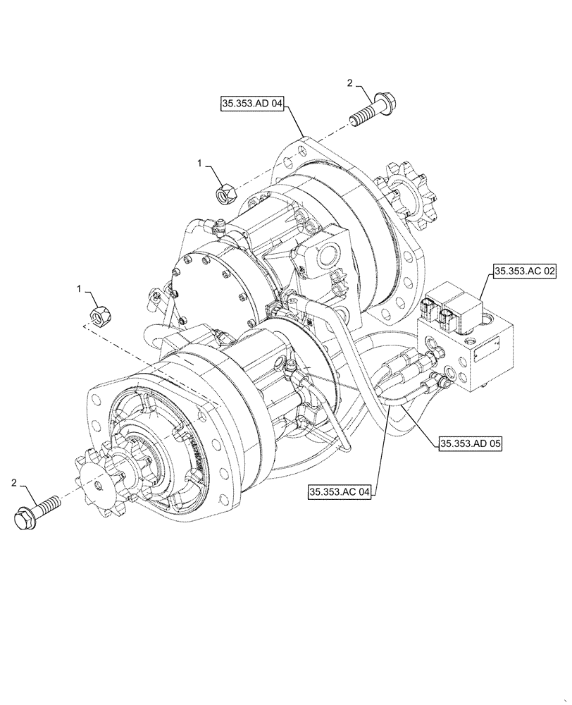 Схема запчастей Case SR210 - (35.353.AD[03]) - TRAVEL SPEED, 2 SPEED (35) - HYDRAULIC SYSTEMS