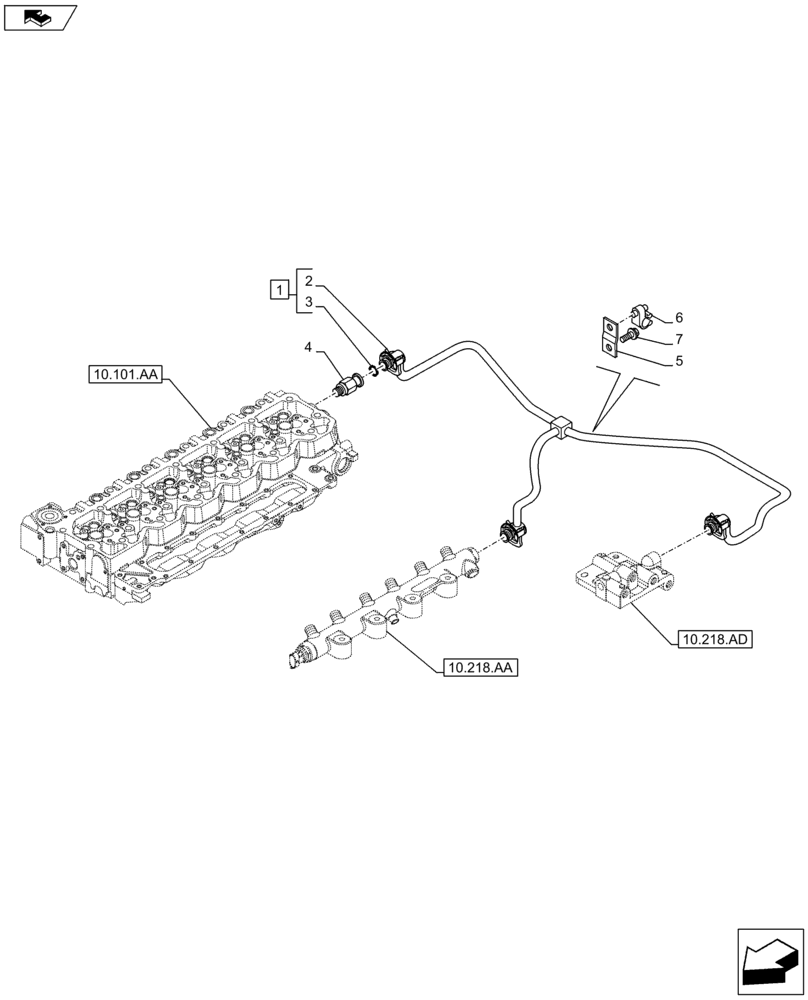 Схема запчастей Case F4HFE613S B004 - (10.218.AI[02]) - FUEL LINE, PIPE (10) - ENGINE