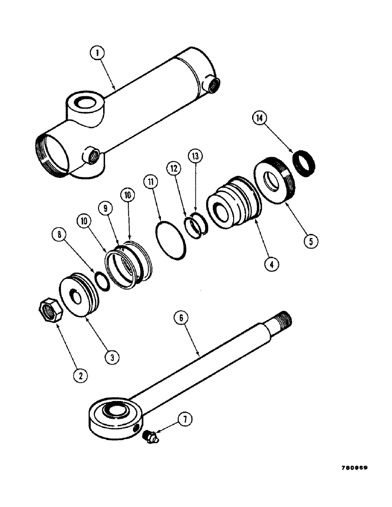 Схема запчастей Case SD-70 - (44) - SWING CYLINDER ASSEMBLY 