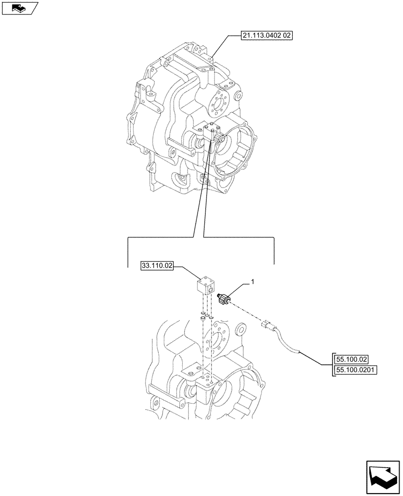 Схема запчастей Case 590SN - (55.031.01) - VAR - 423058, 423059, 423060, 423061, 423062 - PARKING BRAKE, CONTROL VALVE, SOLENOID (55) - ELECTRICAL SYSTEMS