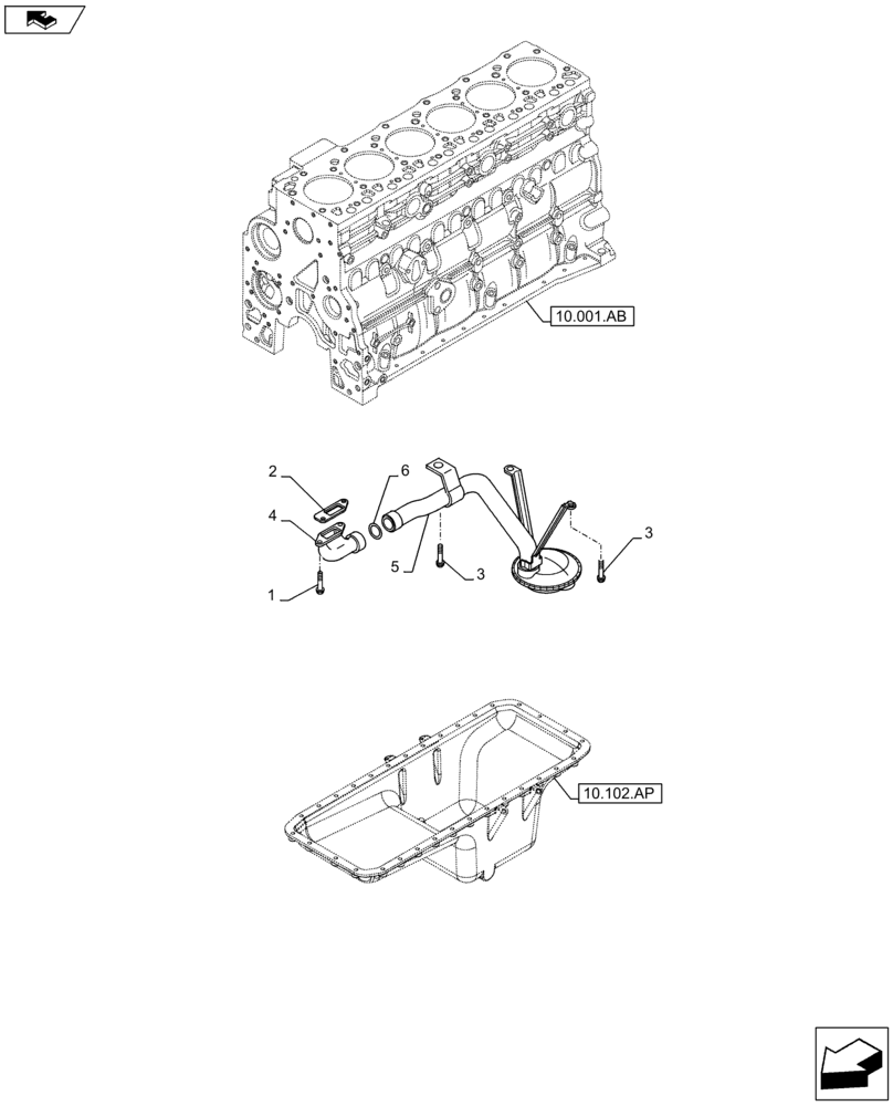 Схема запчастей Case F4HFE613R B005 - (10.304.AL) - OIL PUMP & LINES (10) - ENGINE