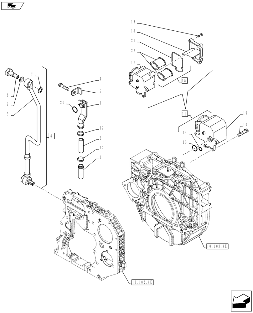 Схема запчастей Case F4HFE613S B003 - (10.304.AP) - ENGINE, BREATHER (10) - ENGINE