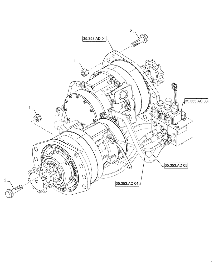 Схема запчастей Case SR210 - (35.353.AD[06]) - TRAVEL SPEED, E-H (35) - HYDRAULIC SYSTEMS