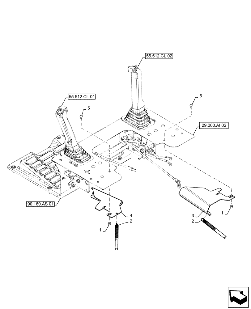 Схема запчастей Case SR210 - (29.200.AI[06]) - CONTROL ROD SHIELD (29) - HYDROSTATIC DRIVE