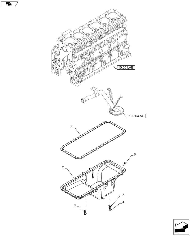 Схема запчастей Case F4HFE613R B005 - (10.102.AP) - ENGINE OIL PAN (10) - ENGINE