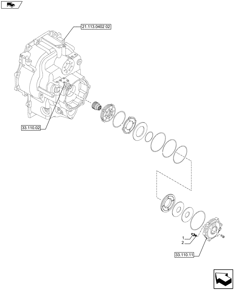 Схема запчастей Case 590SN - (55.031.02) - VAR - 423058, 423059, 423060, 423061, 423062 - PARKING BRAKE, PRESSURE SWITCH (55) - ELECTRICAL SYSTEMS