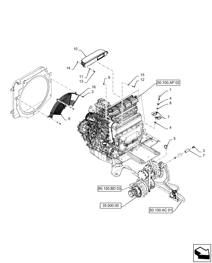 Схема запчастей Case TR270 - (50.100.AC[02]) - HEATER MEDIUM FRAME (50) - CAB CLIMATE CONTROL