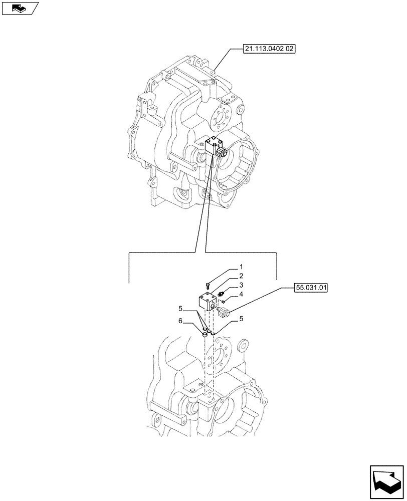 Схема запчастей Case 580SN - (33.110.02) - VAR - 423058, 423059, 423060. 423061, 423062 - PARKING BRAKE, CONTROL VALVE (33) - BRAKES & CONTROLS