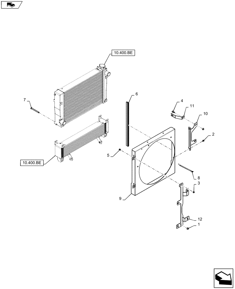 Схема запчастей Case SR210 - (10.400.BF) - FAN SHROUD (10) - ENGINE