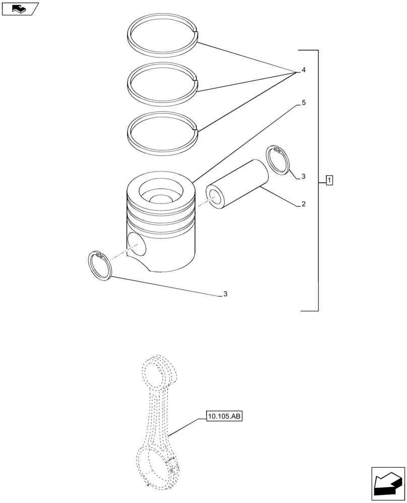 Схема запчастей Case F2CFE614A B001 - (10.105.AG) - PISTONS (10) - ENGINE