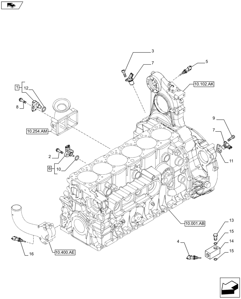 Схема запчастей Case F2CFE614A B001 - (55.015.AC) - ENGINE, SENSOR (55) - ELECTRICAL SYSTEMS