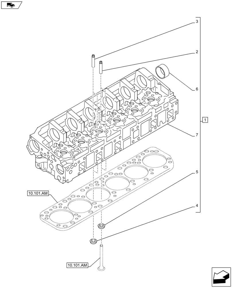 Схема запчастей Case F2CFE614A B001 - (10.101.AA) - CYLINDER HEAD (10) - ENGINE