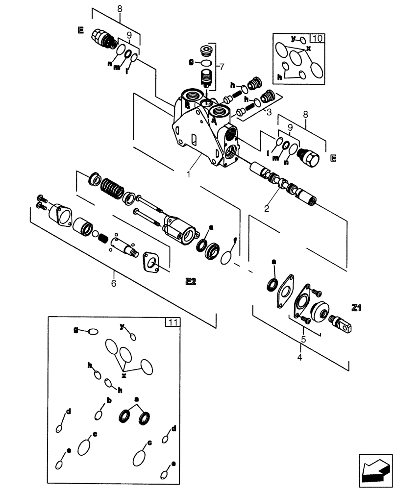 Схема запчастей Case 580SN WT - (35.724.02) - VALVE SECTION - BOOM, 2 OR 3 SPOOL VALVES (VARIABLE VOLUME PUMP MODELS) (580SN, 580SN WT, 590SN) (35) - HYDRAULIC SYSTEMS