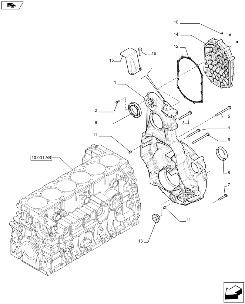 Схема запчастей Case F2CFE614A B001 - (10.102.AK) - CRANKCASE, CRANKCASE (10) - ENGINE