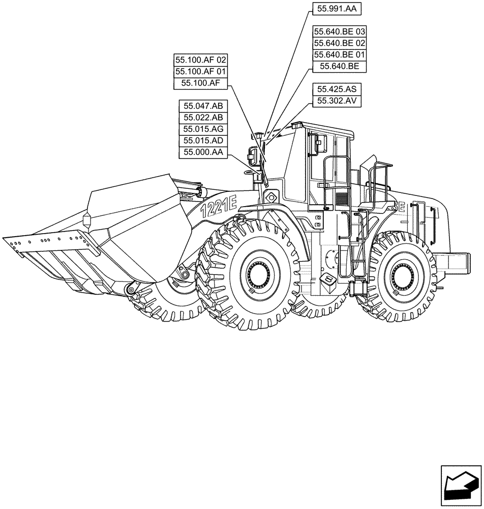 Схема запчастей Case 1221F - (55.000.00) - SECTION INDEX - ELECTRICAL SYSTEM (55) - ELECTRICAL SYSTEMS