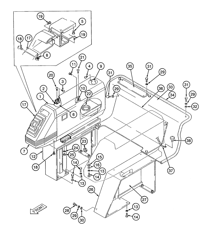 Схема запчастей Case 9060 - (9-22) - RIGHT-HAND CONTROL CONSOLE, REAR AND SIDE COVERS (09) - CHASSIS/ATTACHMENTS