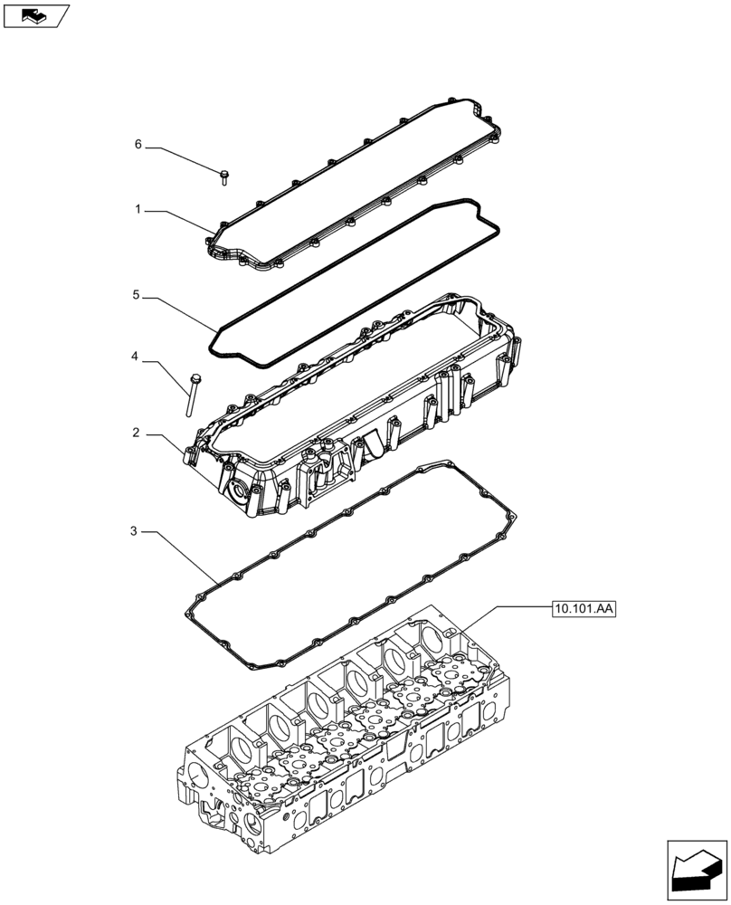 Схема запчастей Case F2CFE614A B001 - (10.101.AB) - CYLINDER HEAD, COVER (10) - ENGINE