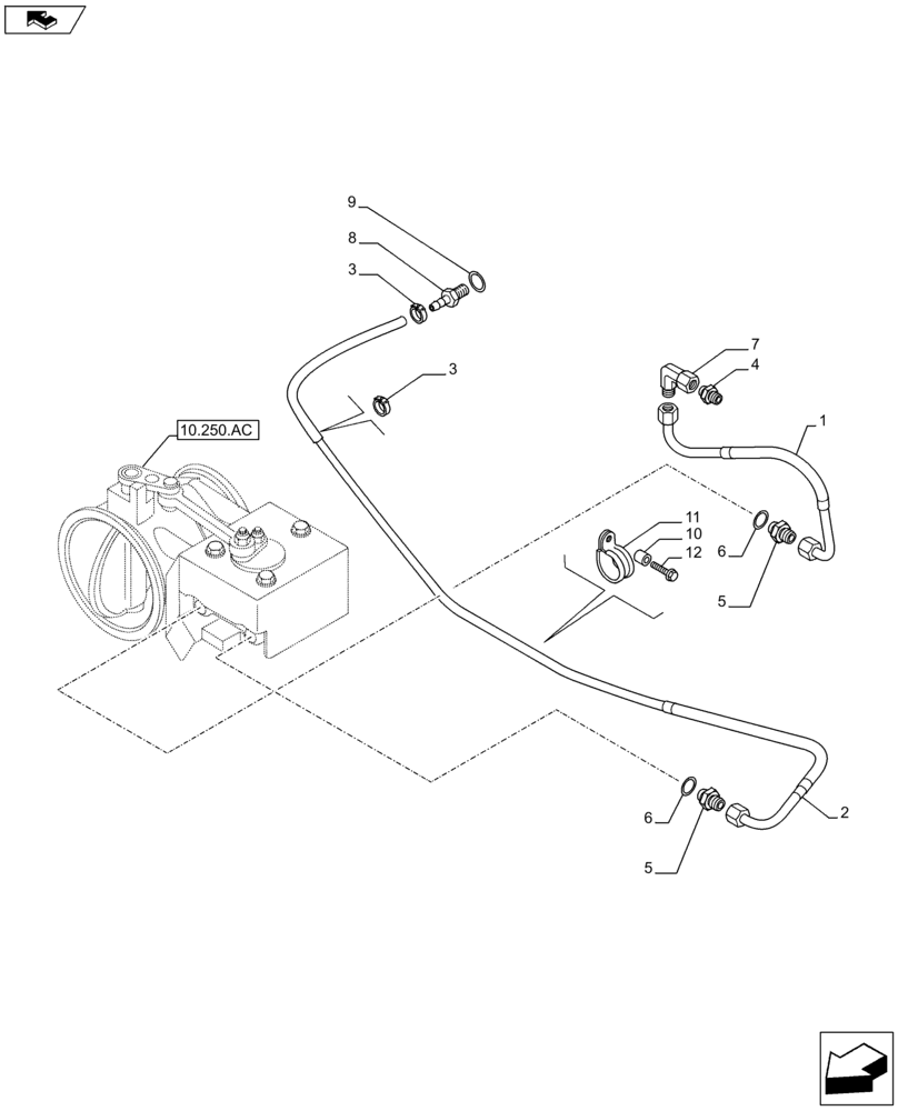 Схема запчастей Case F2CFE614A B001 - (10.250.AJ) - TURBOCHARGER, VALVE, LINE (10) - ENGINE