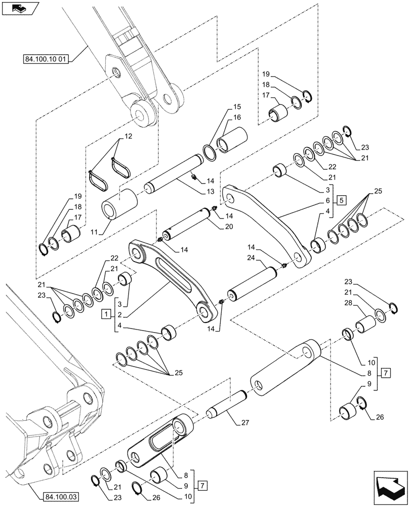 Схема запчастей Case 580SN - (84.100.1801) - VAR - 423048 - BACKHOE BUCKET, LINK (84) - BOOMS, DIPPERS & BUCKETS