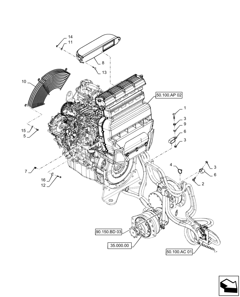 Схема запчастей Case SR200 - (50.100.AC[02]) - HEATER MEDIUM FRAME (50) - CAB CLIMATE CONTROL