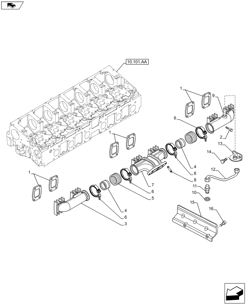 Схема запчастей Case F2CFE614A B001 - (10.254.AC) - EXHAUST MANIFOLD (10) - ENGINE