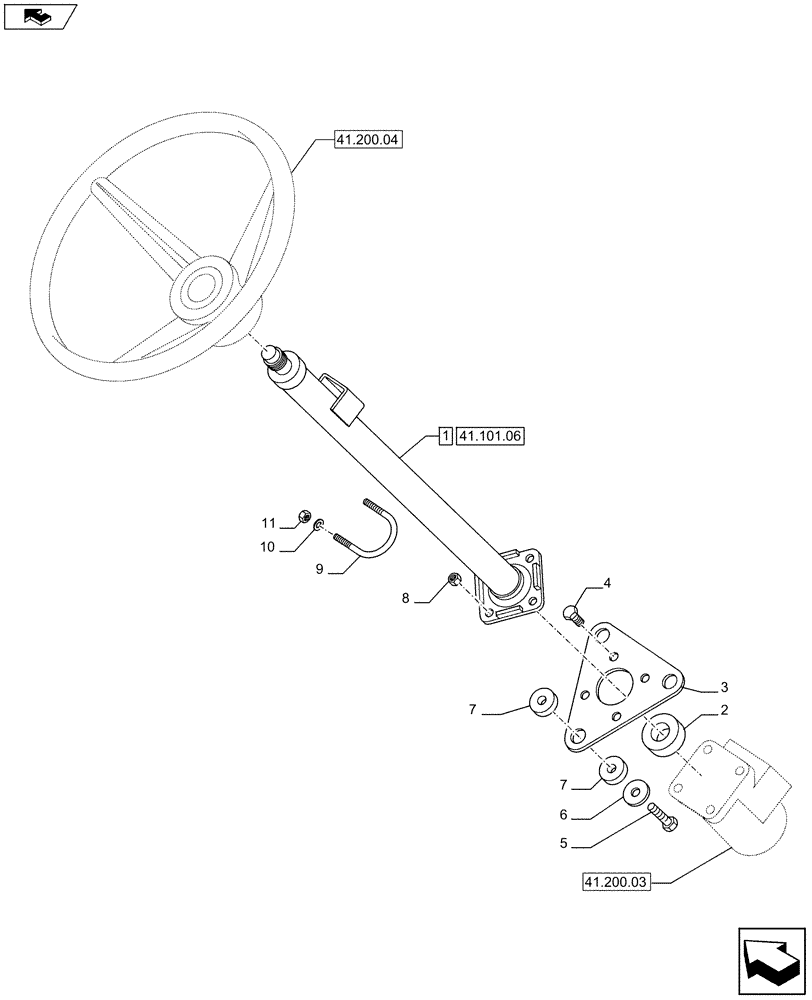 Схема запчастей Case 580SN WT - (41.101.05[01]) - VAR - 747853, 747854, 747855 - ADJUSTABLE STEERING COLUMN, CAB - C7360 (41) - STEERING