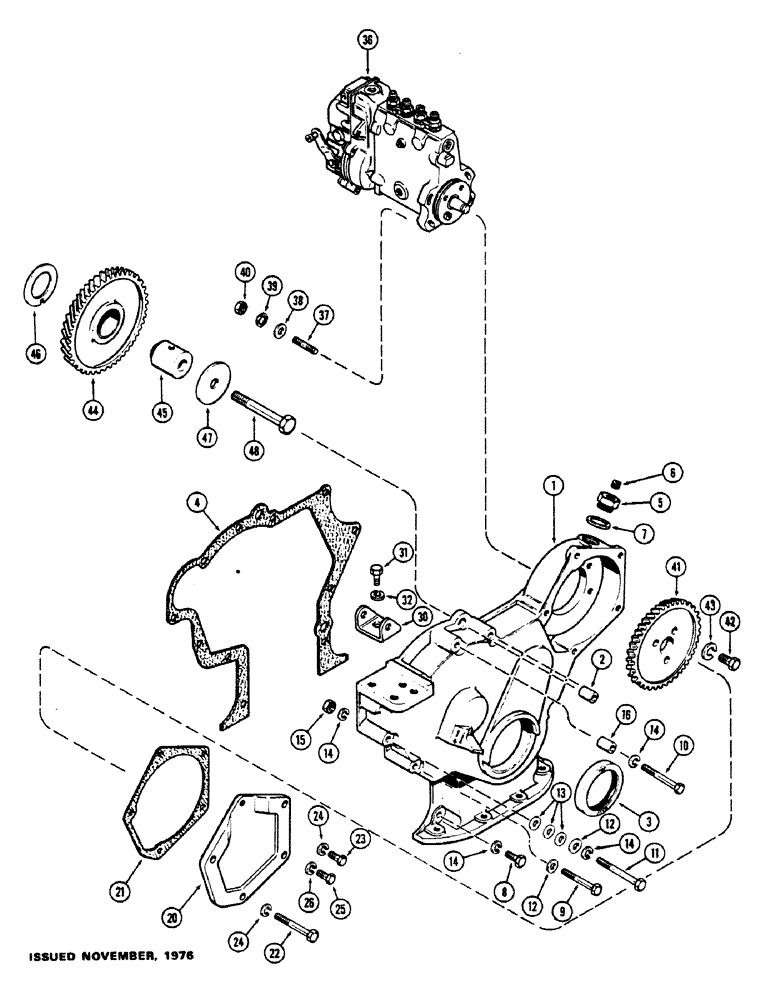 Схема запчастей Case 475 - (030) - TIMING GEAR COVER, (301B) DIESEL ENGINE (10) - ENGINE