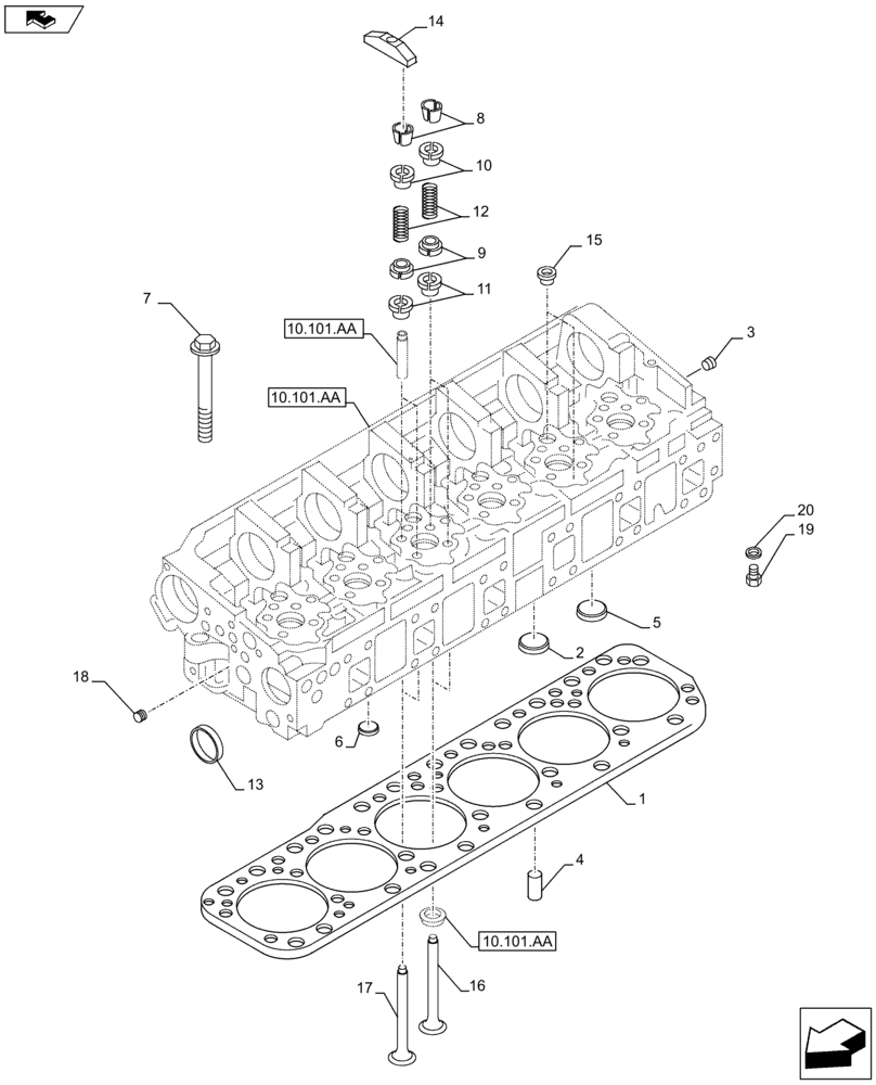 Схема запчастей Case F2CFE614A B001 - (10.101.AM) - VALVE (10) - ENGINE