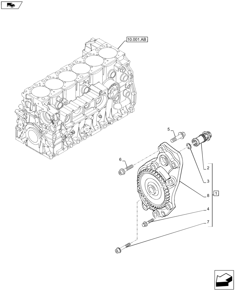 Схема запчастей Case F2CFE614A B001 - (10.304.AC) - ENGINE OIL PUMP (10) - ENGINE