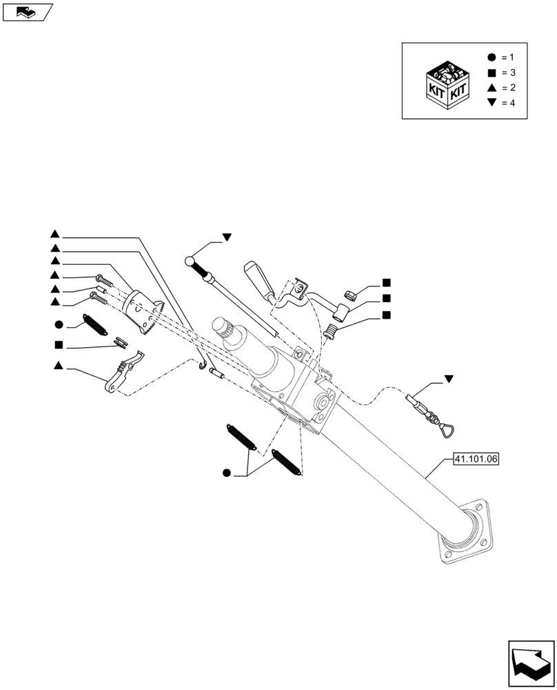 Схема запчастей Case 590SN - (41.101.07) - VAR - 747853, 747854, 747855 - ADJUSTABLE STEERING COLUMN, CAB - C7360 (41) - STEERING