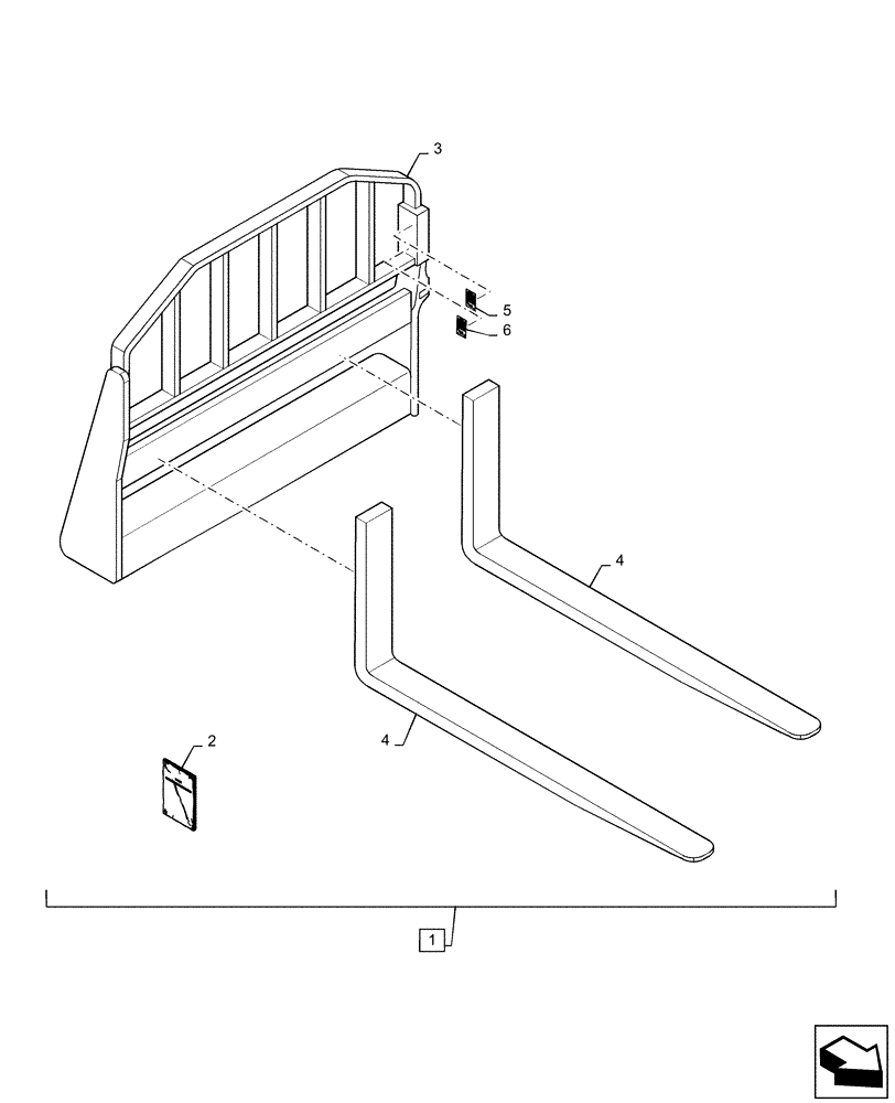 Схема запчастей Case SR270 - (88.100.82[01]) - DIA KIT, PALLET FORKS, 48" TINES (88) - ACCESSORIES