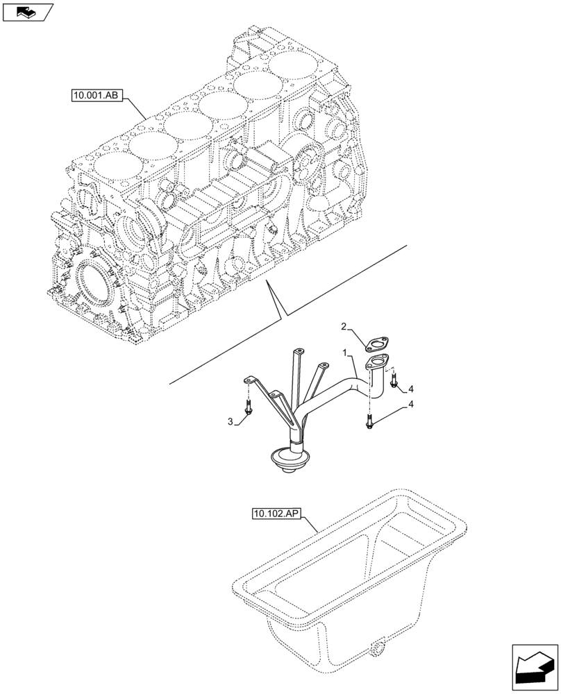 Схема запчастей Case F2CFE614A B001 - (10.304.AL) - SUCTION PIPE (10) - ENGINE