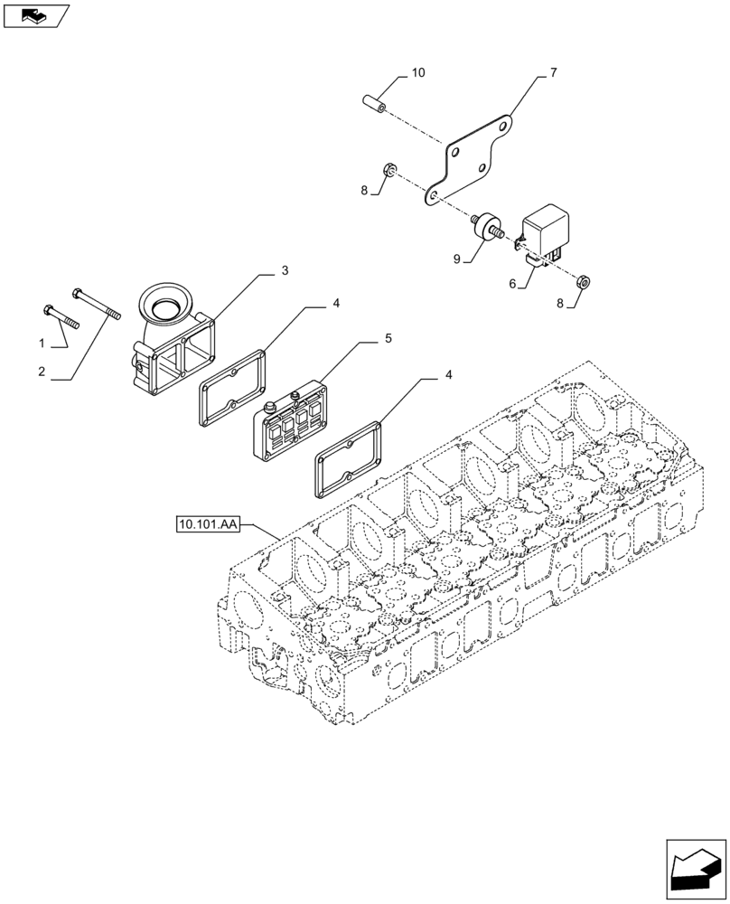 Схема запчастей Case F2CFE614A B001 - (10.254.AM) - INLET MANIFOLD (10) - ENGINE