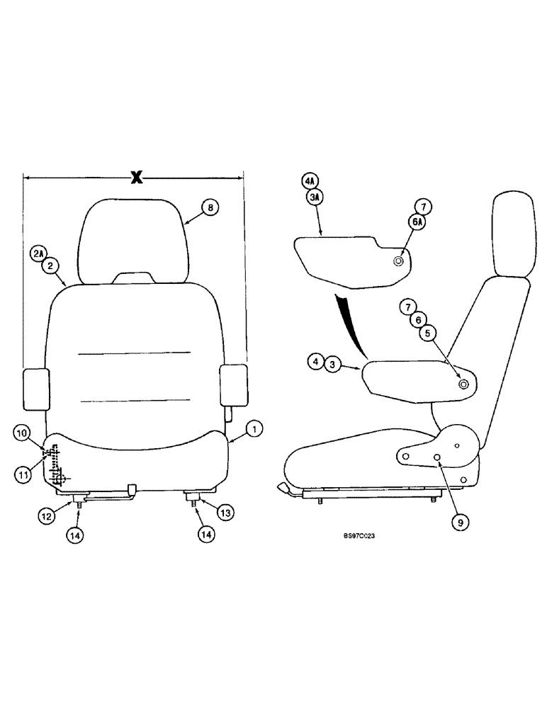 Схема запчастей Case 9040B - (9-048) - OPERATORS SEAT (09) - CHASSIS