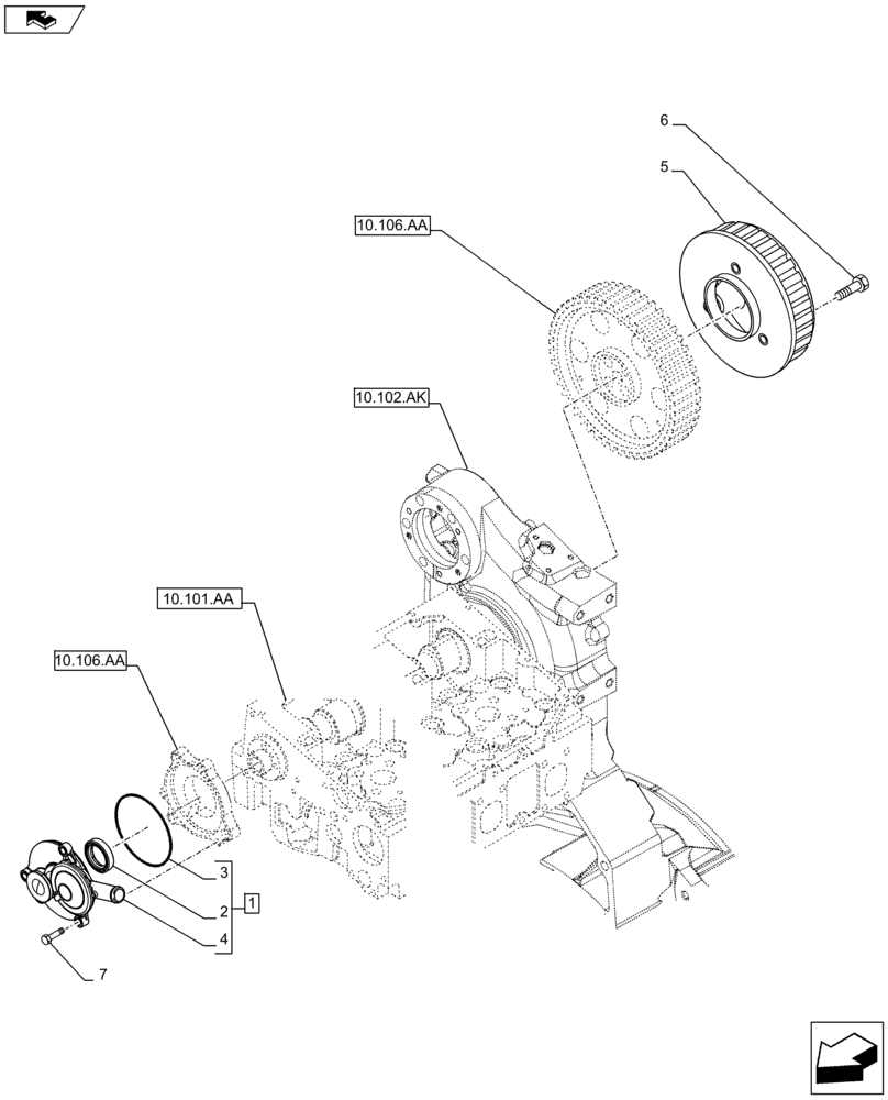 Схема запчастей Case F2CFE614A B001 - (10.304.AP) - ENGINE, VENT (10) - ENGINE