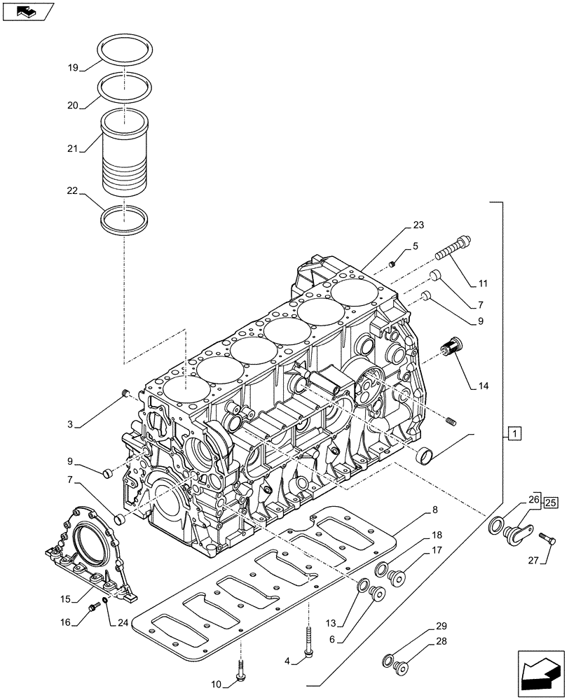 Схема запчастей Case F2CFE614A B001 - (10.001.AB) - CRANKCASE (10) - ENGINE