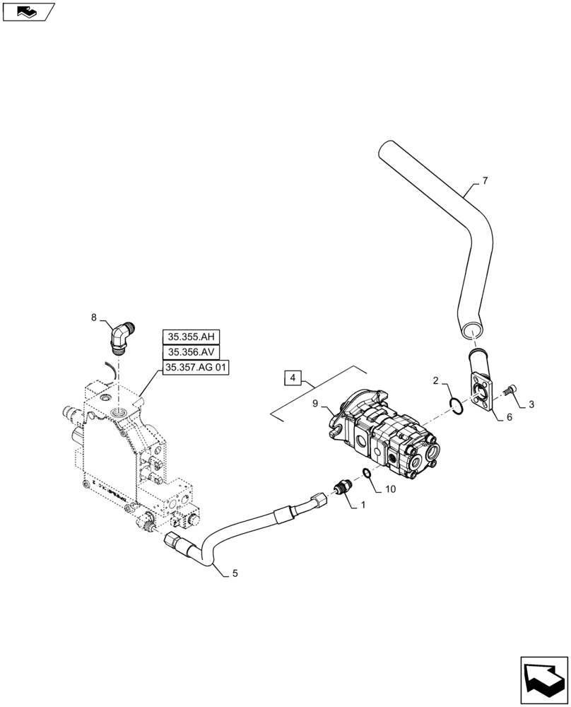 Схема запчастей Case TR270 - (35.220.AA[02]) - HIGH FLOW GEAR PUMP (35) - HYDRAULIC SYSTEMS