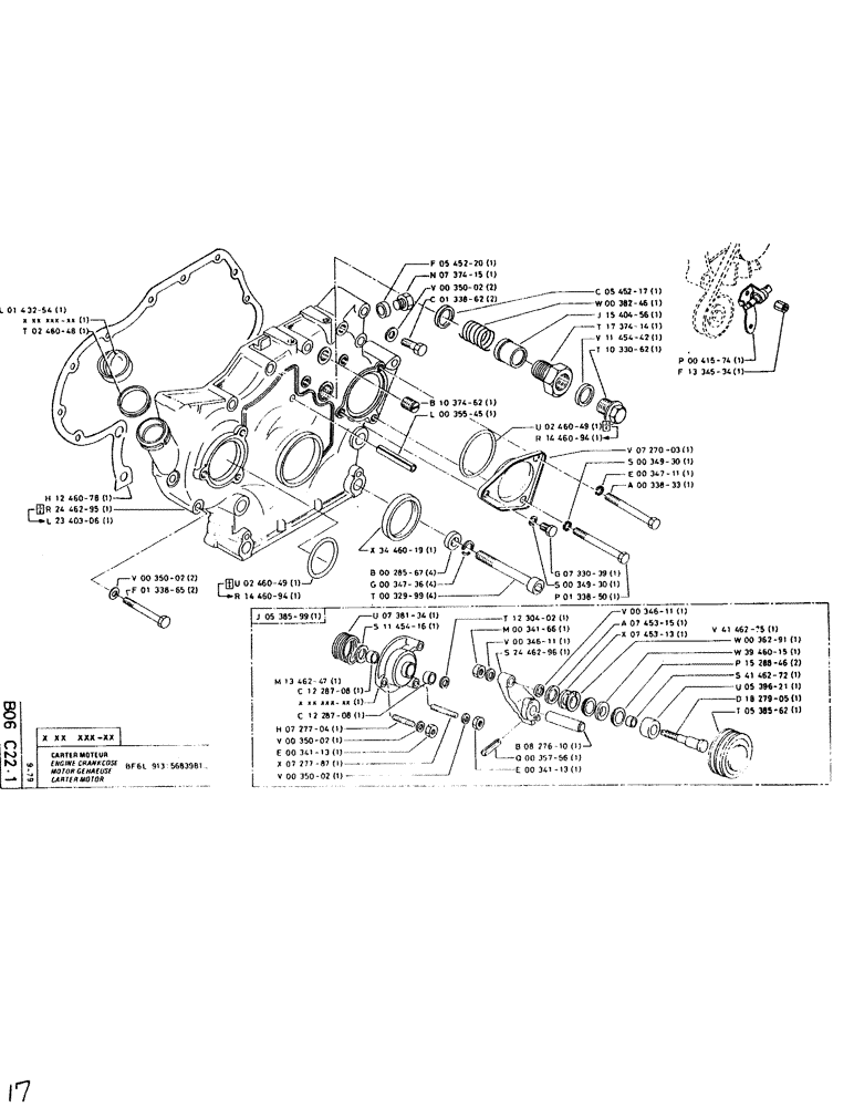 Схема запчастей Case SC150L - (017) - ENGINE CRANKCASE 