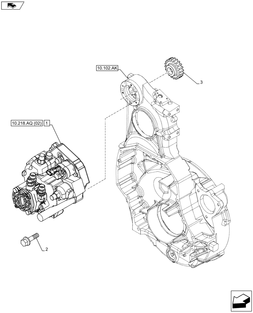 Схема запчастей Case F2CFE614A B001 - (10.218.AQ[01]) - FUEL INJECTION PUMP (10) - ENGINE