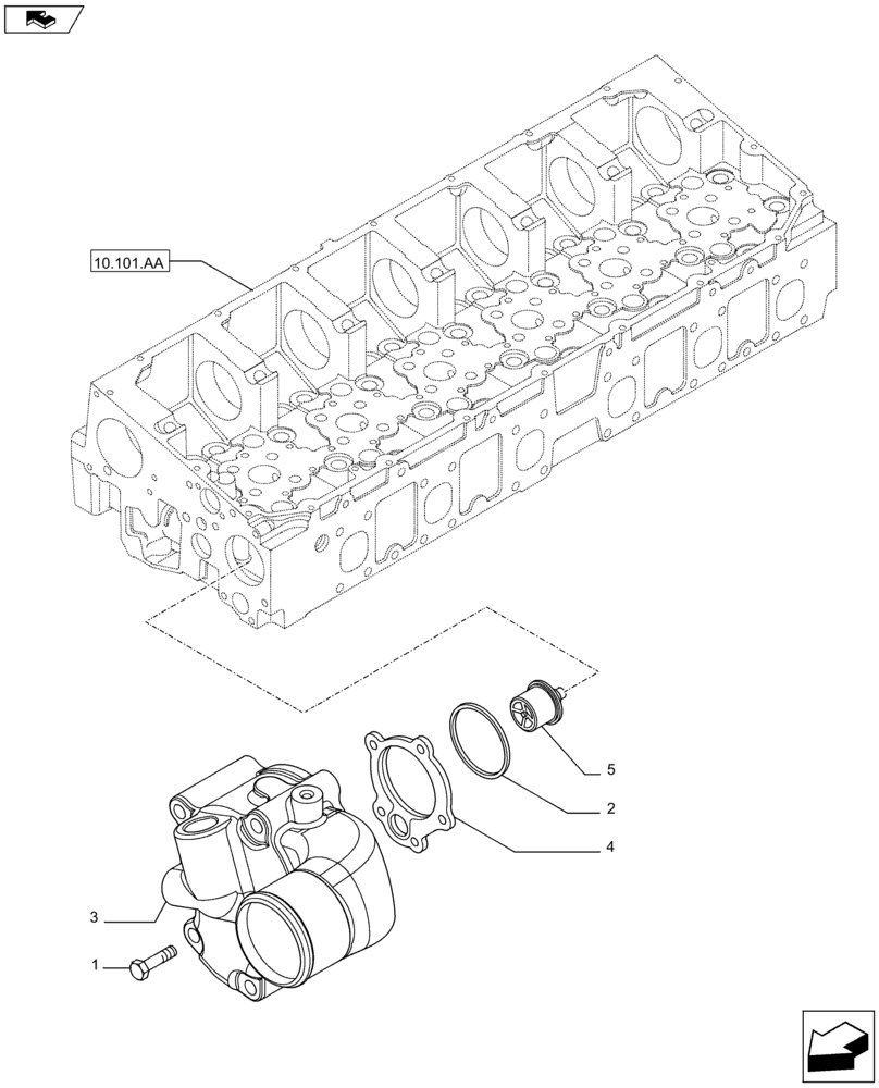 Схема запчастей Case F2CFE614A B001 - (10.400.BC) - THERMOSTAT (10) - ENGINE