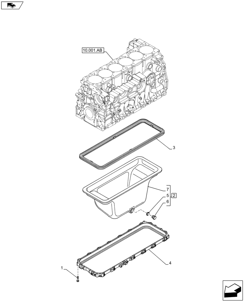 Схема запчастей Case F2CFE614A B001 - (10.102.AP) - ENGINE OIL PAN (10) - ENGINE