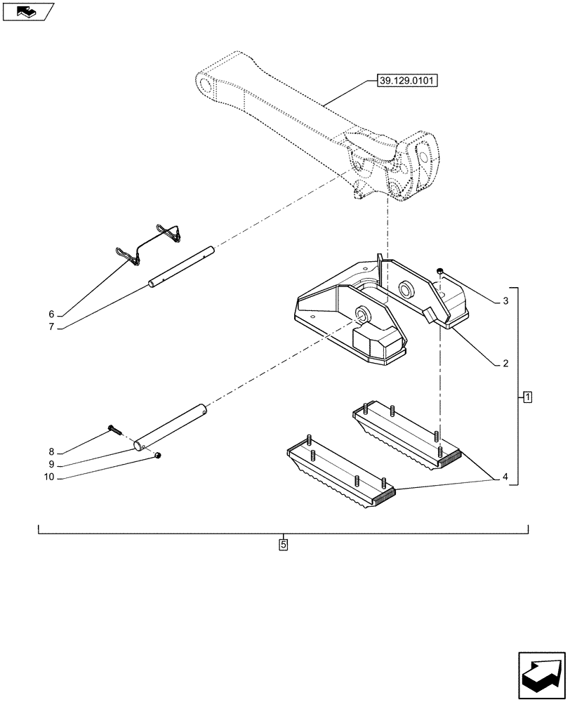 Схема запчастей Case 580SN WT - (39.129.0303) - VAR - 442056 - STABILIZER, PAD, FLIP (39) - FRAMES AND BALLASTING