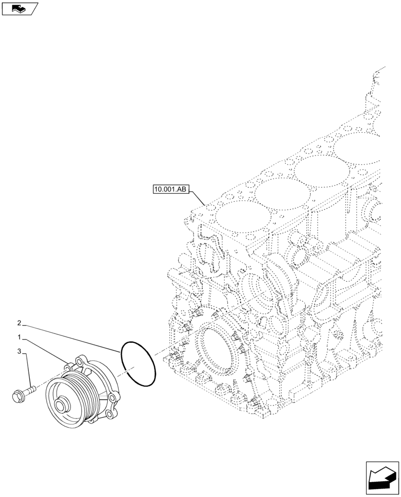 Схема запчастей Case F2CFE614A B001 - (10.400.BB) - WATER PUMP (10) - ENGINE