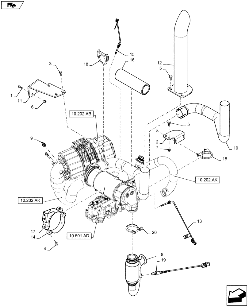 Схема запчастей Case SR210 - (10.202.AD) - AIR FILTER, LINES, ELECTRONIC CONTROLS (10) - ENGINE