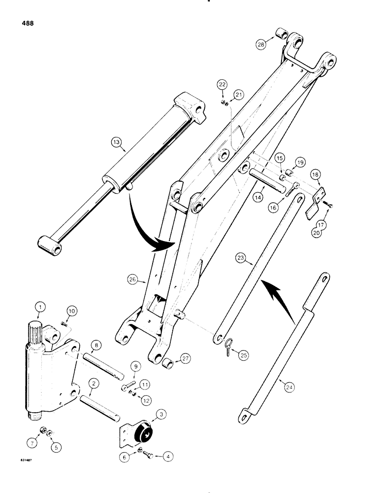 Схема запчастей Case SD100 - (488) - SWING TOWER AND BOOM MOUNTING (84) - BOOMS, DIPPERS & BUCKETS