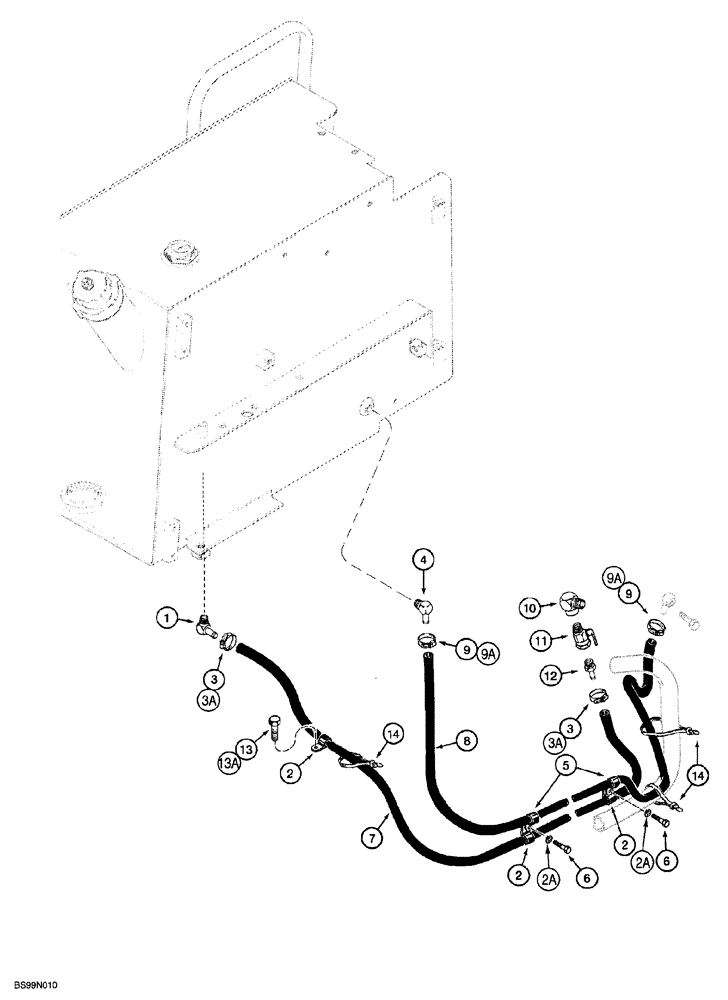 Схема запчастей Case 850G - (3-07A) - FUEL LINES (P.I.N. JJG0254005 TO JJG0254009, JJG0254015 AND AFTER) (02) - FUEL SYSTEM