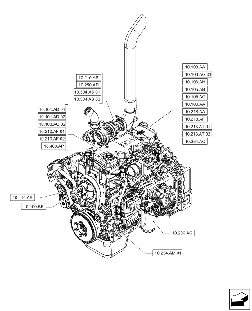 Схема запчастей Case F4HE0484D B101 - (00.000.10[01]) - PICTORIAL INDEX - ENGINE (00) - GENERAL & PICTORIAL INDEX